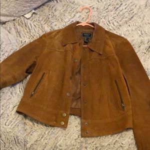 Dark tan suede jacket forever 21